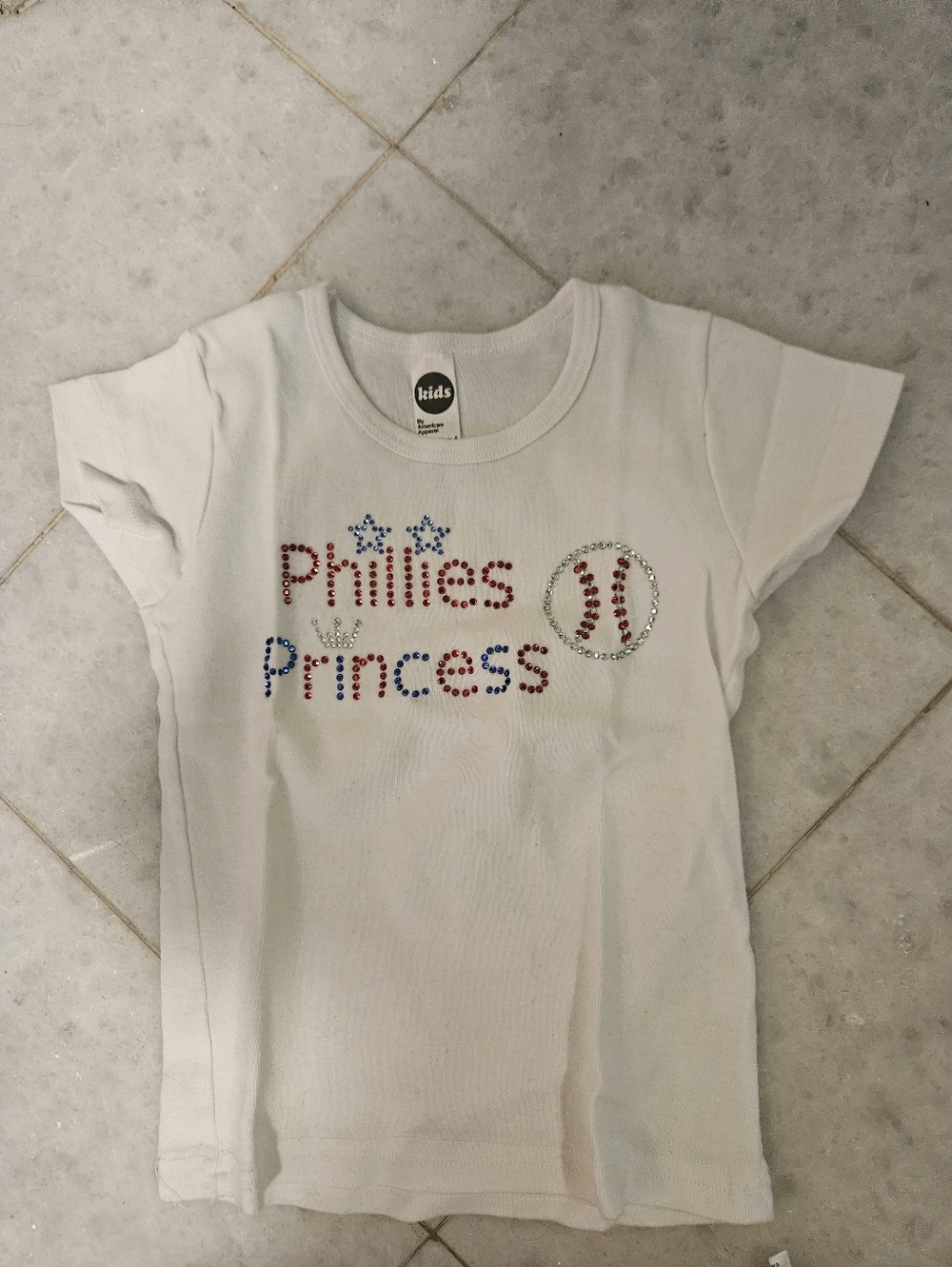 Little Girls PHILLIES w RHINESTONE tshirt size 4